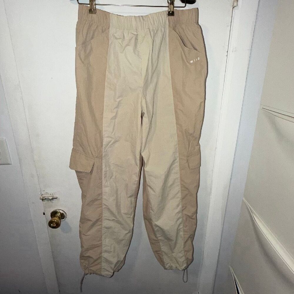 ANTHROPOLOGIE WILO THE LABEL 2 Tone Clay Neutral Parachute Jogger Pants-L